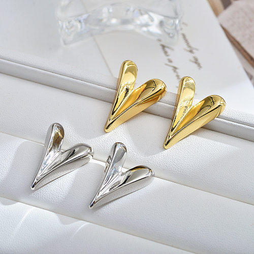 1 Pair Classic Style Heart Shape Plating Stainless Steel Ear Studs