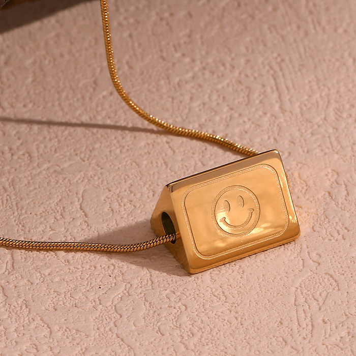 Einfacher, schlichter Stil, klassischer Buchstaben-Anhänger, Halskette aus Edelstahl mit 18-Karat-Vergoldung