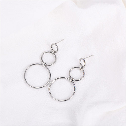1 Pair Simple Style Classic Style Circle Stainless Steel  Earrings