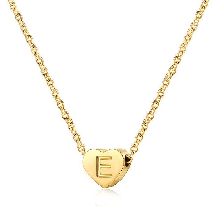 Bijoux de Style coréen avec lettrage en forme de cœur, pendentif de 26 lettres, collier en acier inoxydable, vente en gros de bijoux