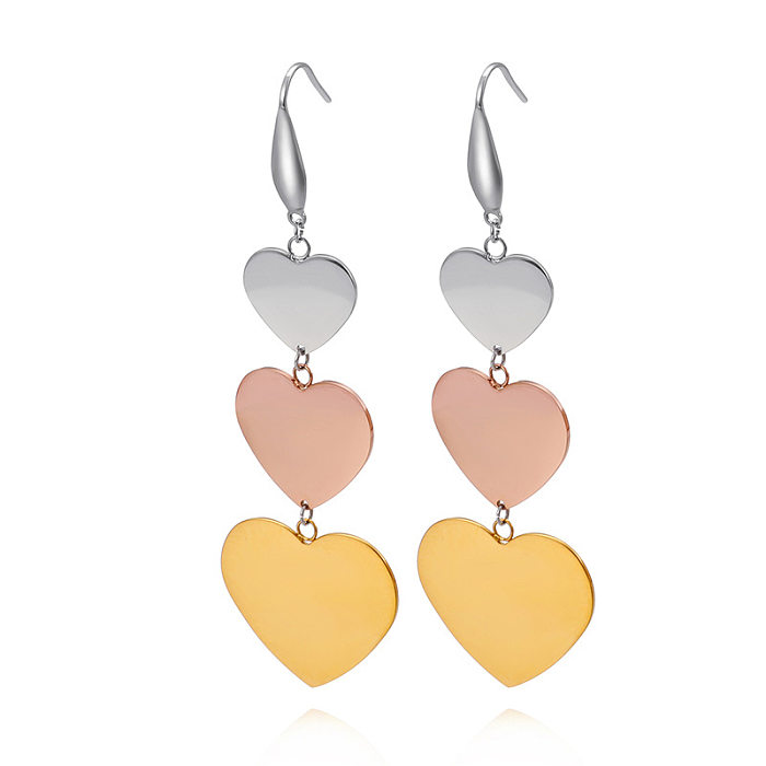 INS Style Retro Fashion Heart Stainless Steel  Plating No Inlaid Earrings