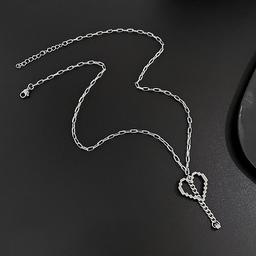 Fashion Heart Shape Stainless Steel  Necklace 1 Piece