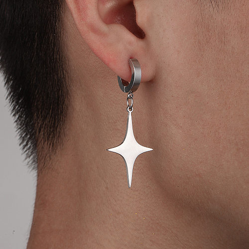 Boucles d'oreilles pendantes en acier inoxydable plaqué étoile Hip-Hop, 1 paire