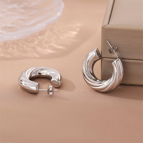 1 Pair Simple Style Commute C Shape Stainless Steel  Ear Studs