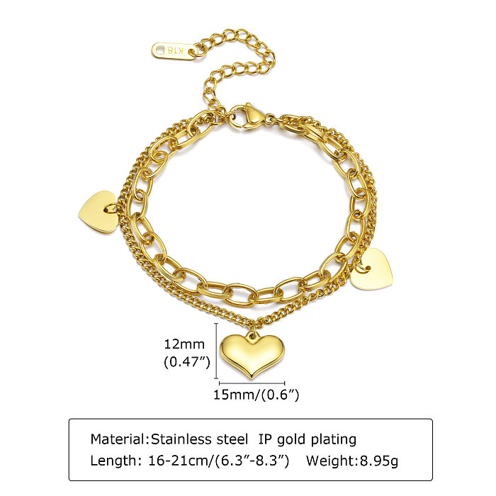 Simple Style Butterfly Stainless Steel Layered Pearl 18K Gold Plated Bracelets