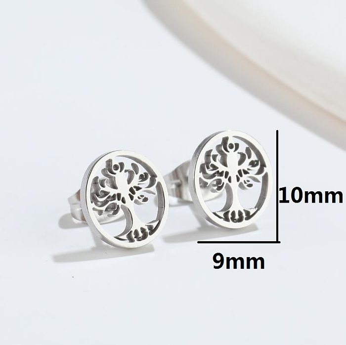 Simple Style Lucky Tree Stainless Steel Ear Studs Plating No Inlaid Stainless Steel  Earrings