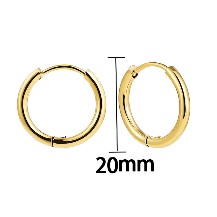 1 Pair Classic Style Solid Color Stainless Steel  Plating Gold Plated Silver Plated Hoop Earrings