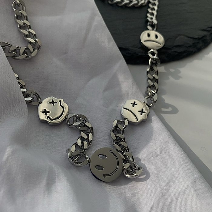 1 Piece Retro Smiley Face Stainless Steel Plating Necklace
