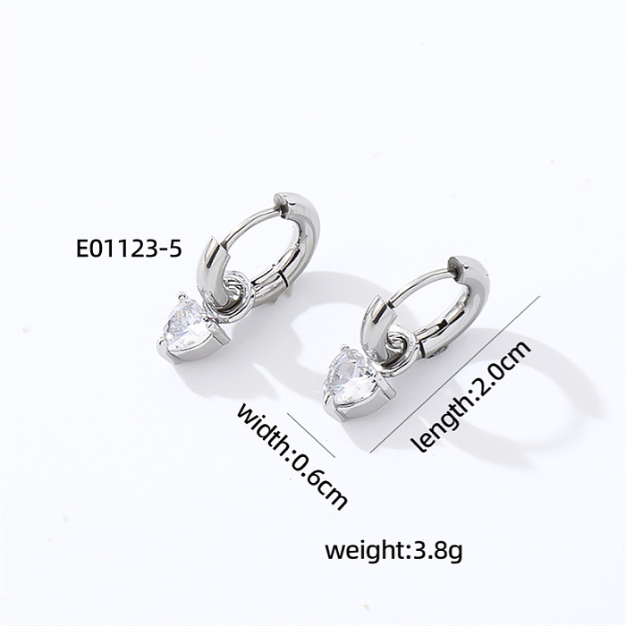 1 Pair IG Style Simple Style Pentagram Square Heart Shape Plating Inlay Stainless Steel  Zircon Drop Earrings