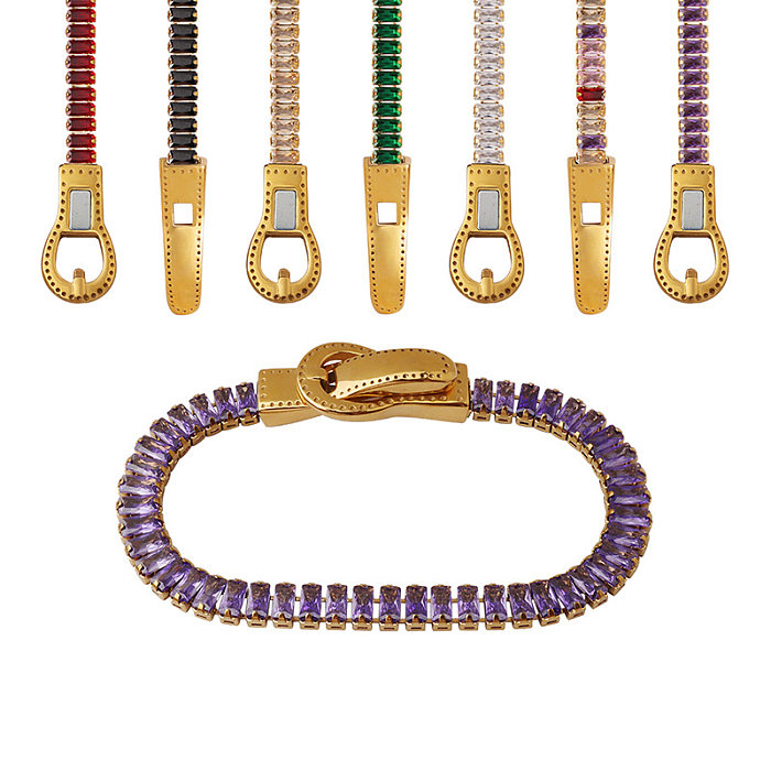Einfarbige Titan-Stahl-Armbänder im französischen Stil mit Zirkon-Edelstahl-Armbändern