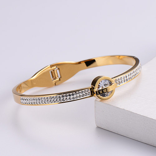 Mode Diamant Frühling weibliche römische Ziffer Armband Edelstahl Armband