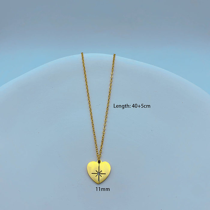 Retro Heart Shape Stainless Steel  Stainless Steel Plating Pendant Necklace