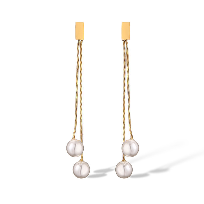 Boucles d'oreilles plaquées or 1 carats, 18 paire, Style Simple, incrustation de placage géométrique, perles artificielles en acier inoxydable