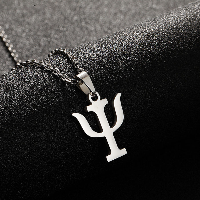 Collier Long avec pendentif en acier inoxydable, symbole de Style moderne et décontracté