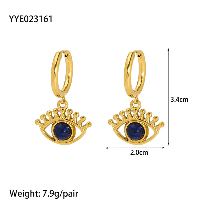 1 Pair Lady Geometric Devil'S Eye Plating Inlay Stainless Steel  Lapis Lazuli Gold Plated Earrings