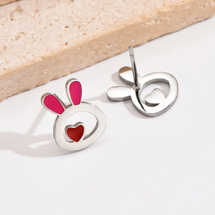 1 Pair Casual Simple Style Rabbit Polishing Epoxy Stainless Steel  Ear Studs