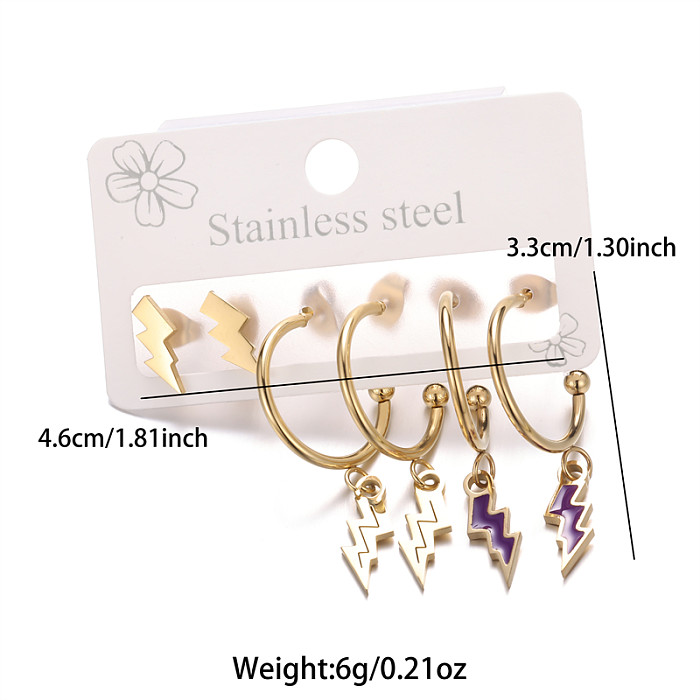 1 Set IG Style Simple Style Devil's Eye Lightning Polishing Plating Stainless Steel  18K Gold Plated Earrings