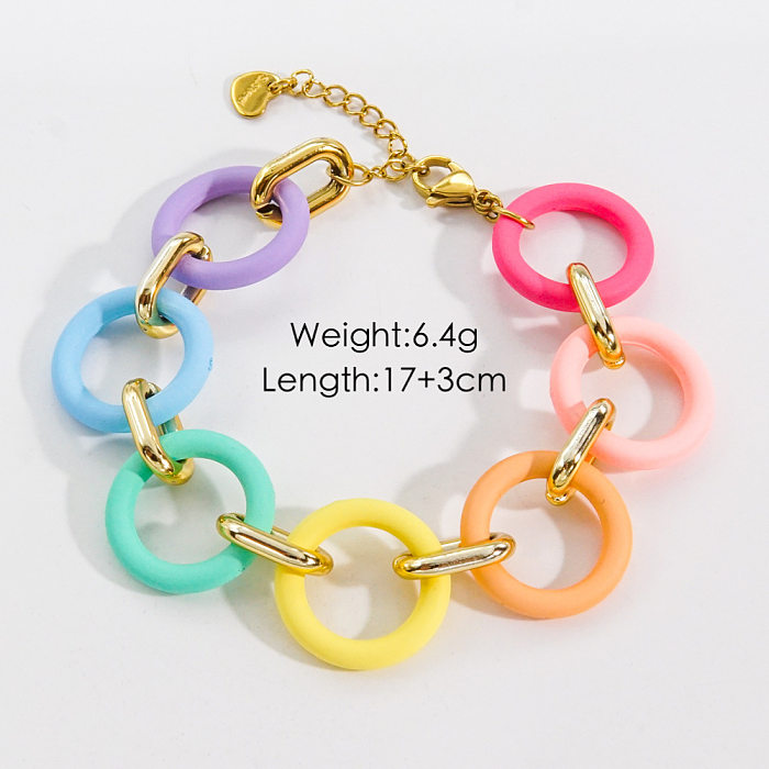 Modern Style Solid Color Stainless Steel Arylic Plating Bracelets