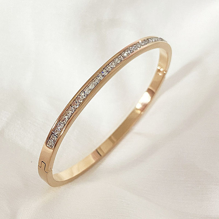 Bracelet rond en titane et acier pour femme, avec strass artificiels, 1 pièce