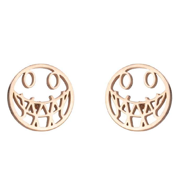 1 Pair Fashion Skull Stainless Steel  Plating Ear Studs