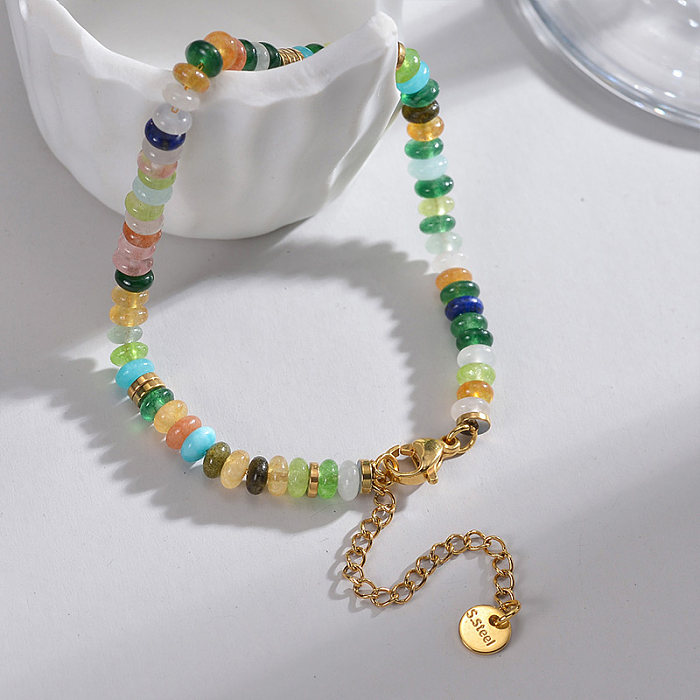Bracelets plaqués or 18 carats en pierre naturelle en acier inoxydable coloré doux de vacances en vrac