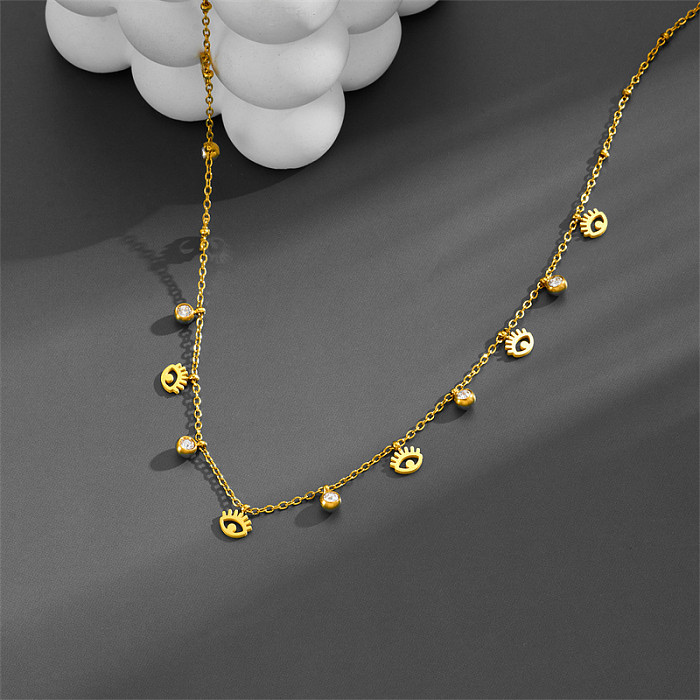 Casual Simple Style Devil'S Eye Stainless Steel Plating Inlay Zircon Necklace