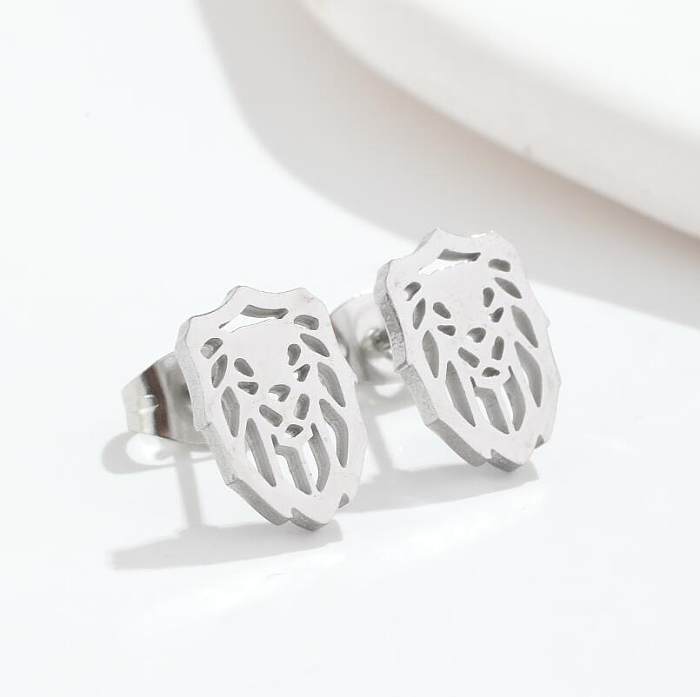 1 Pair Retro Lion Stainless Steel  Plating Ear Studs