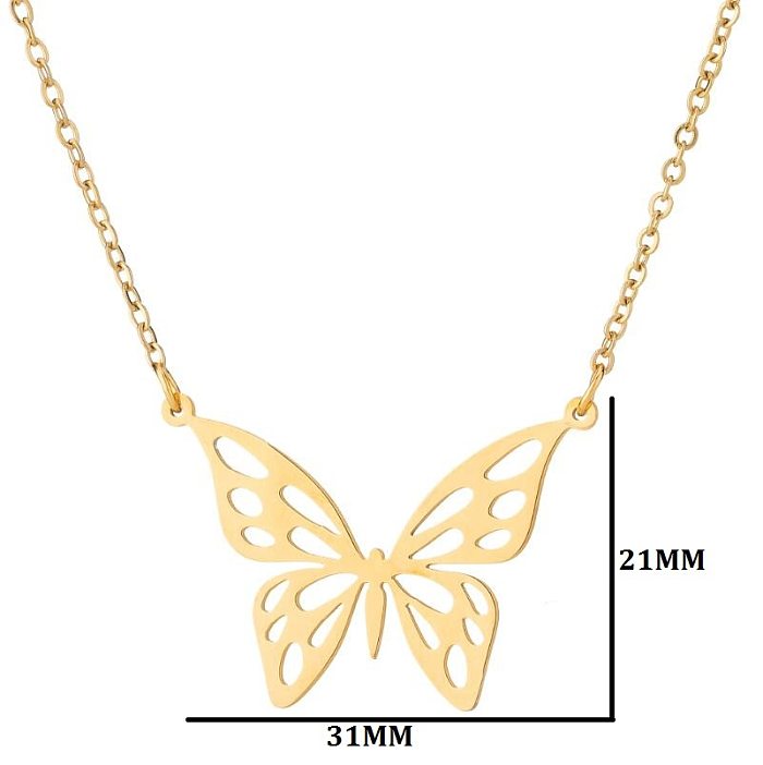 Großhandel 1 Stück einfache Stil Druck Schmetterling Edelstahl Edelstahl Anhänger Halskette