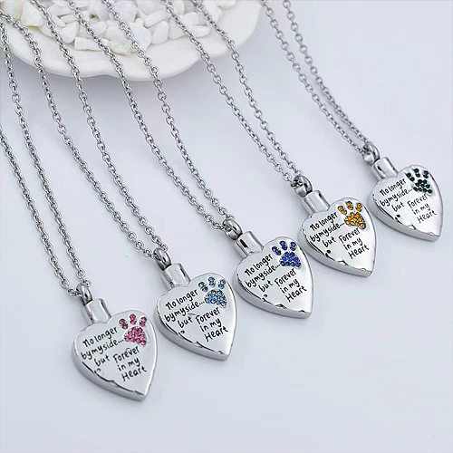 Casual Elegant Korean Style Heart Shape Stainless Steel  Plating Inlay Zircon Pendant Necklace
