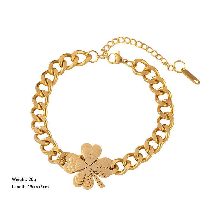 Bracelets élégants de placage en acier de titane de papillon de fleur de dame