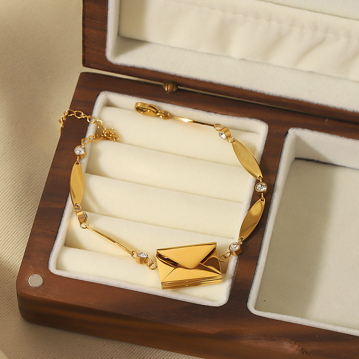 Bracelets en Zircon plaqué or 18 carats, lignes de boîte romantique de Style français, incrustation de placage en Patchwork en acier inoxydable, vente en gros