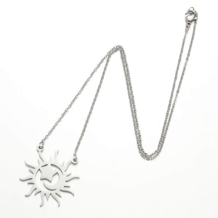 Retro Sun Stainless Steel Plating Necklace