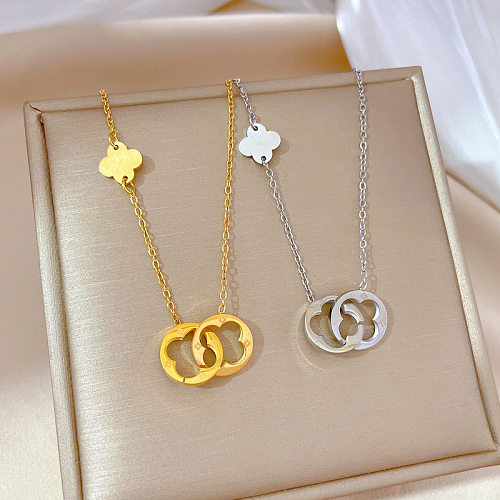 1 Piece Simple Style Geometric Stainless Steel Hollow Out Necklace