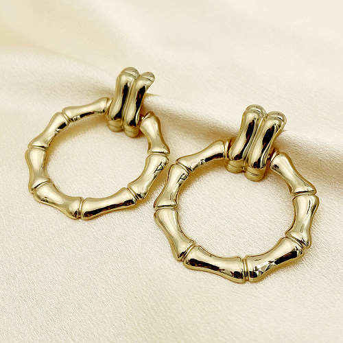 1 Pair Vintage Style Exaggerated Solid Color Plating Stainless Steel  Gold Plated Hoop Earrings