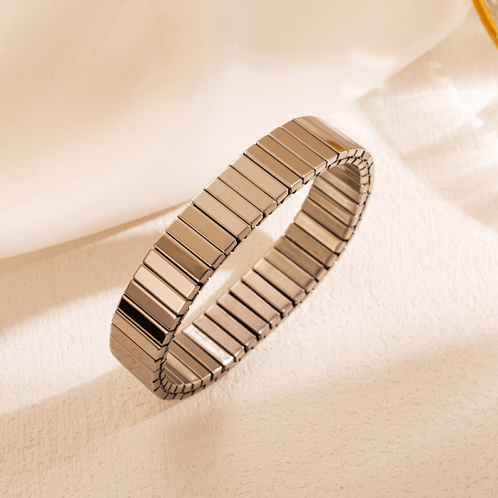 INS Style Cool Style Solid Color Stainless Steel Plating Inlay Zircon 18K Gold Plated Bangle