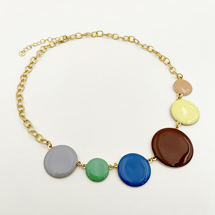Casual Modern Style Round Stainless Steel  Gold Plated Necklace In Bulk