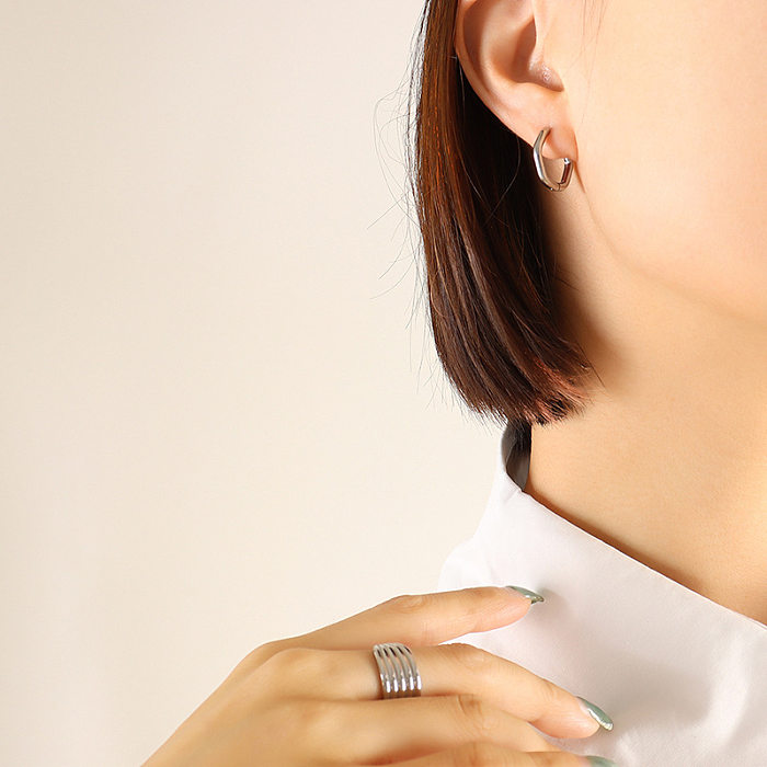 Boucles d'oreilles simples en acier inoxydable plaqué or pour femme