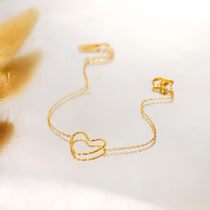 Großhandel IG Style French Style Commute Herzförmige Armbänder aus Edelstahl mit Titanstahlbeschichtung und 18 Karat vergoldetem Metall