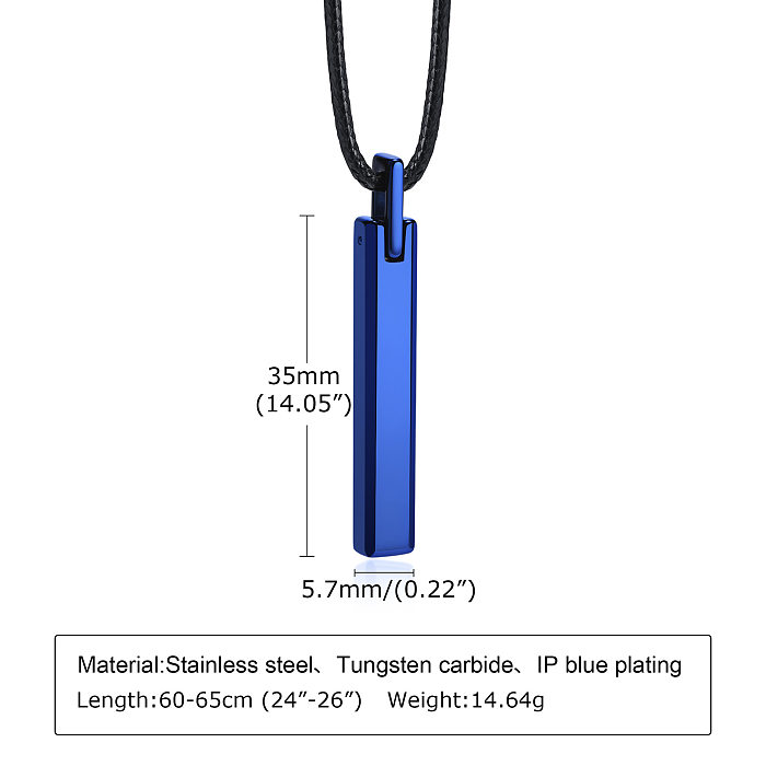 Simple Style Solid Color Tungsten Steel Pendant Necklace Plating Stainless Steel  Necklaces