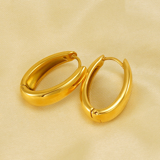 1 Paar elegante, glamouröse Retro-Ohrringe in U-Form mit polierter Beschichtung aus Edelstahl mit 18-Karat-Vergoldung