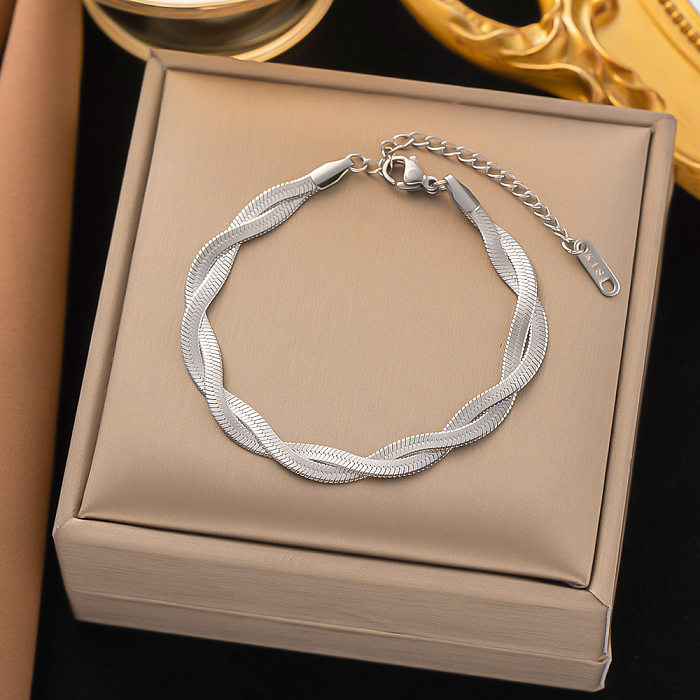 Streetwear Solid Color Stainless Steel Plating Layered Necklaces