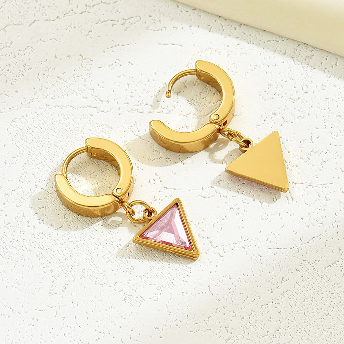 1 Pair Casual Ethnic Style Simple Style Triangle Heart Shape Eye Plating Stainless Steel  Plastic 18K Gold Plated Drop Earrings