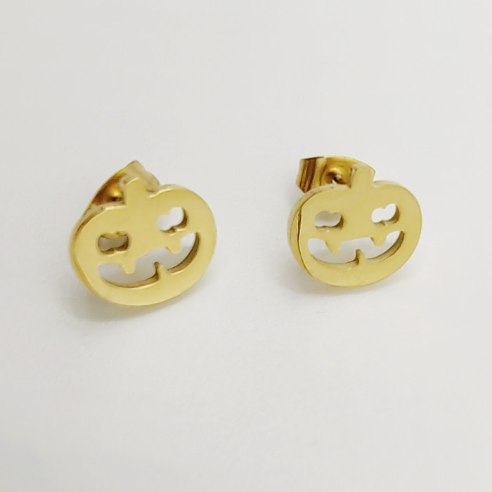 1 par de brincos de orelha de aço inoxidável com padrão de Halloween de rua
