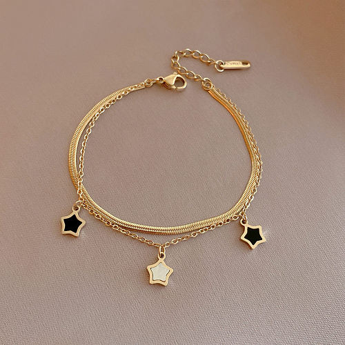 Moda estrela de cinco pontas titânio pulseira de aço colar simples conjunto de joias