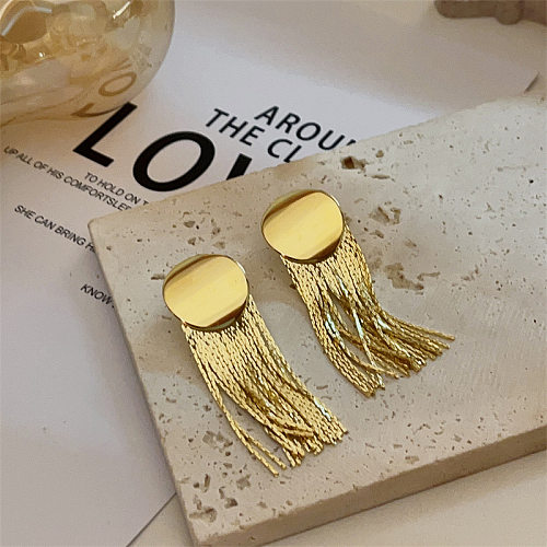 1 Pair Simple Style Solid Color Stainless Steel Patchwork Earrings