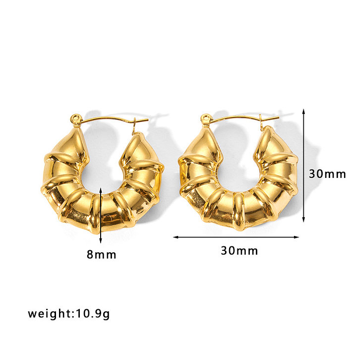 1 Paar schlichte, einfarbige, vergoldete Ohrringe mit Edelstahlbeschichtung