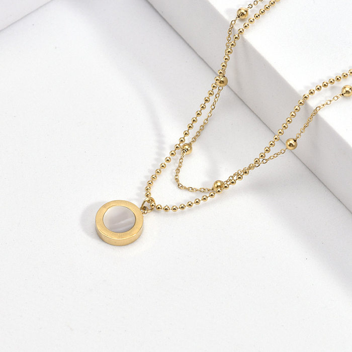 Simple Style Round Stainless Steel Plating Shell Pendant Necklace