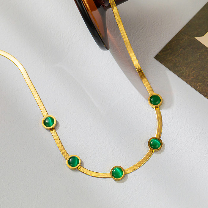Elegant Streetwear Geometric Stainless Steel Plating Inlay Opal Necklace