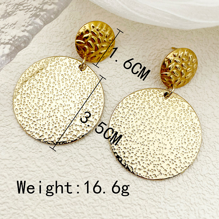 1 Pair Retro Simple Style Round Stainless Steel  Polishing Plating Gold Plated Drop Earrings