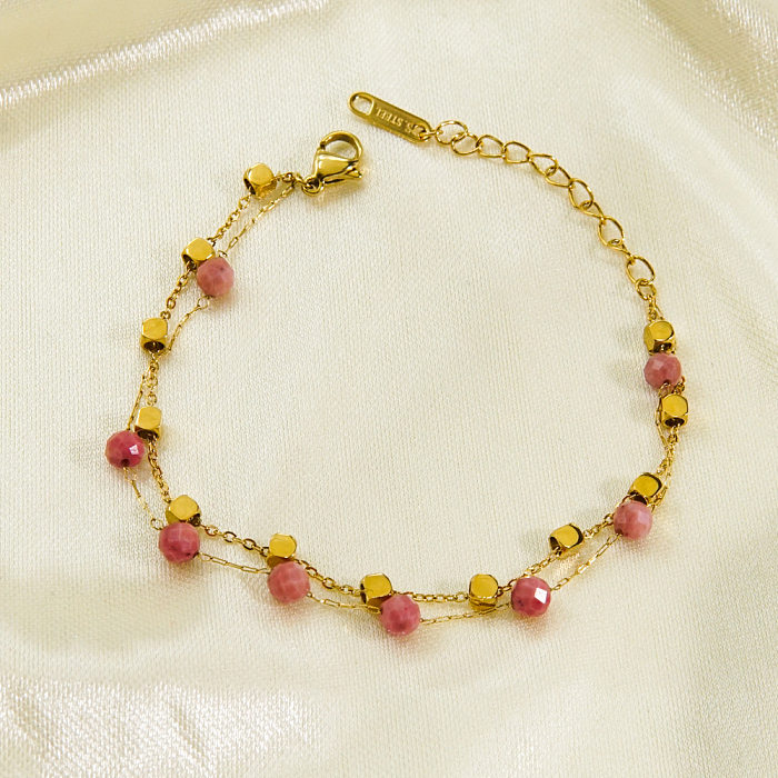 Bracelets de perles d'eau douce en pierre naturelle en acier inoxydable Lady Ball en vrac